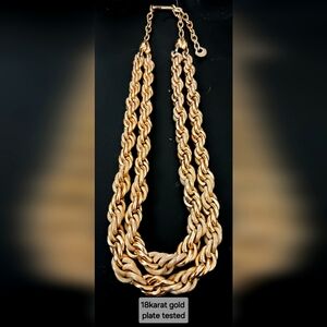 ✨️VINTAGE✨️ 18K Gold Plate tested 2 strand necklace Womens One size